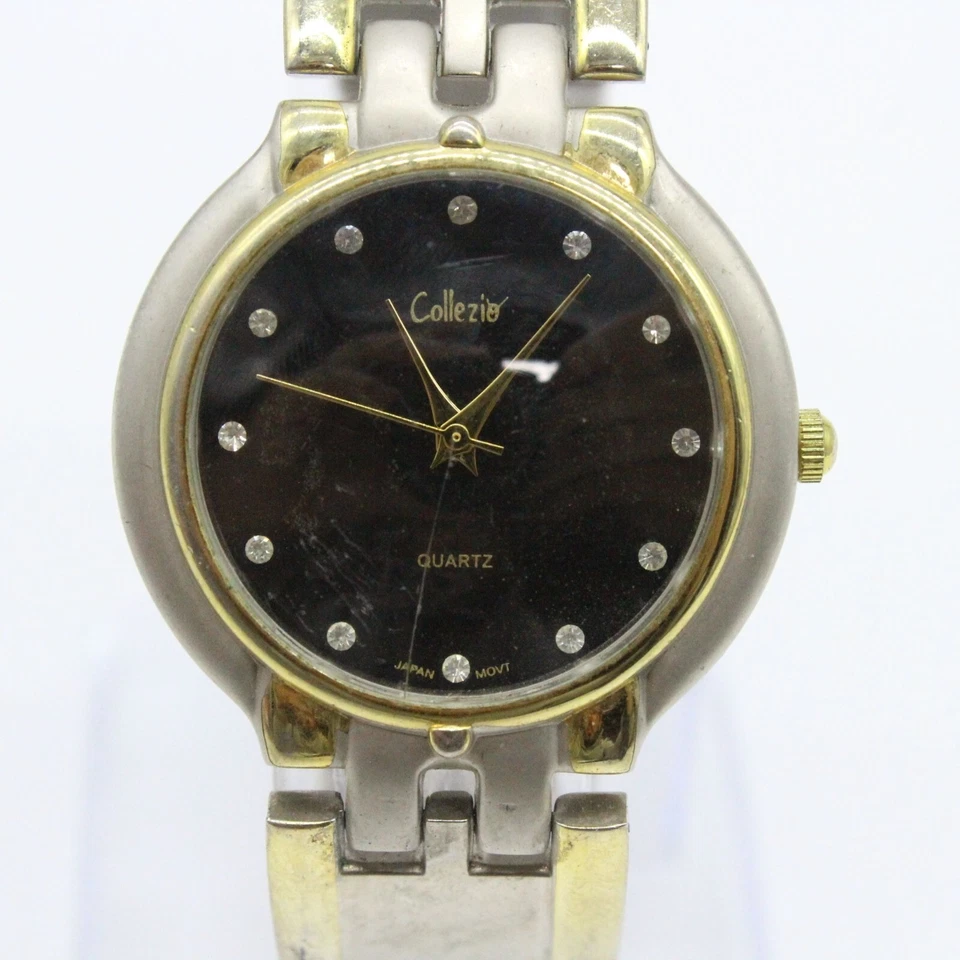 Vintage Collezio Watch Women's Casual Stainless Steel Silver Tone Black Dial Foto 3 de 4