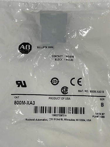 New! Allen Bradley 800M-XA3 Contact Block 1-NOEB 1-NCLB Ser B - Picture 2 of 4