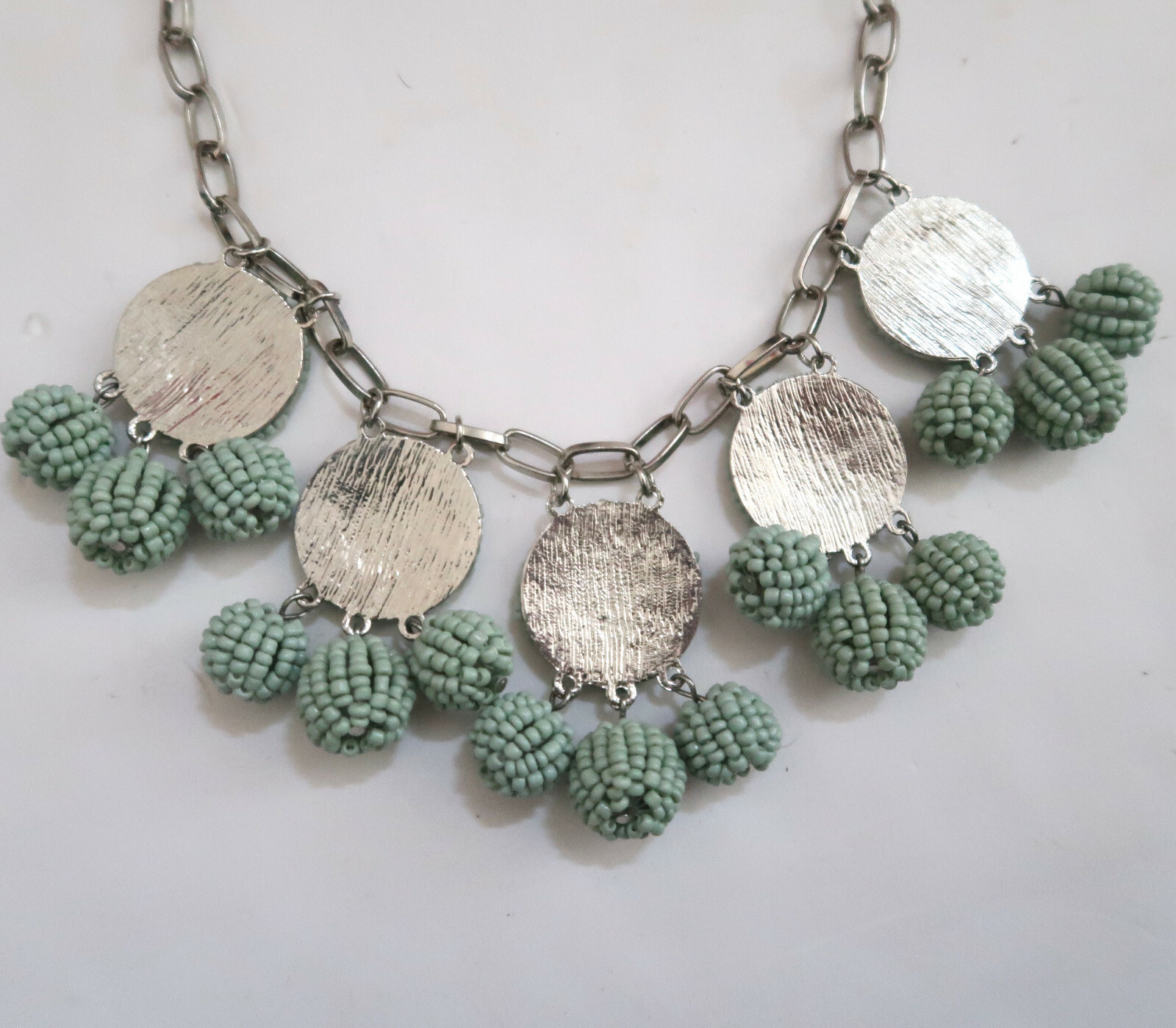 Beaded disc drop statement necklace - image 6