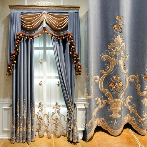Luxury Floral Embroidered Velvet Curtain European Curtain Panel Drape 1 Panel - Picture 18 of 39