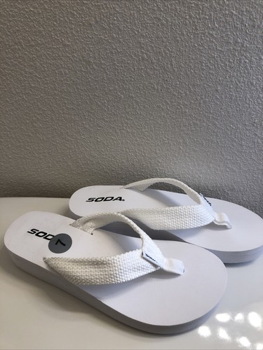 NEW Soda Women's Sz 7 White Wedge Flip Flops Thong | eBay