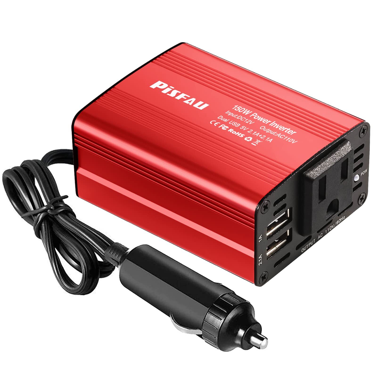 150W Car Power Inverter DC 12v to AC 110v Converter, Car Plug Outlet