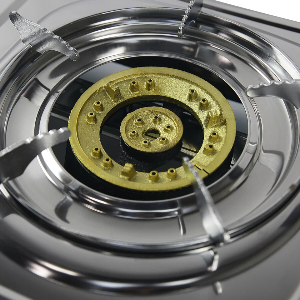 Fogão externo XtremepowerUS de 2 queimadores alcance de propano ignição automática GLP com suporte - Imagem 3 de 4