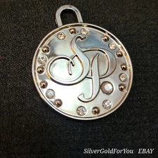 SP Monogrammed South Pole Clothing Large Charm Zipper Pull Silver Toned Chrome