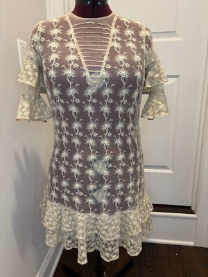 All Saints Cream Lace Dress, M