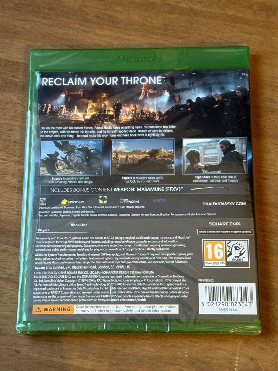 Final Fantasy XV 15 Day One Edition (Xbox One, Xbox Series X Final Fantasy XV 15 Day One Edition (Xbox One, Xbox Series X