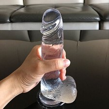8 inch Jelly-Clear-Dildo-Lifelike-Realistic-Suction-Cup-Penis-Cock-Sex-Toy Women
