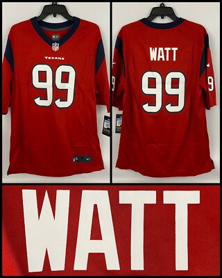 Men's WATT Houston Texans Authentic RED Alternate Nike Game Jersey  Medium