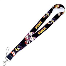 Black Super Sonic with Sonic Characters Lanyard ID Holder Keychain-Brand New 