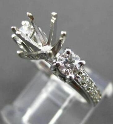 ESTATE DIAMOND 14KT WHITE GOLD 3D STONE SEMI MOUNT ENGAGEMENT RING  22134