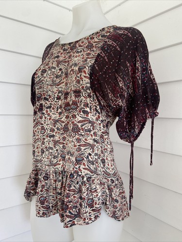 Isabel Marant Etoile Silk Blouse Floral Sz XS Or Euro 38 Bohemian Chic New