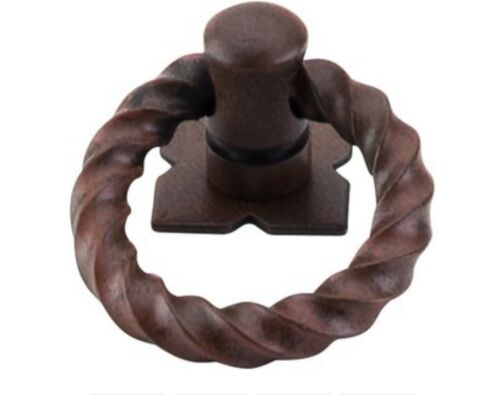 Top Knobs Normandy - Twisted Ring Pull w/ Backplate #M639 Color: Brown - Afbeelding 1 van 1
