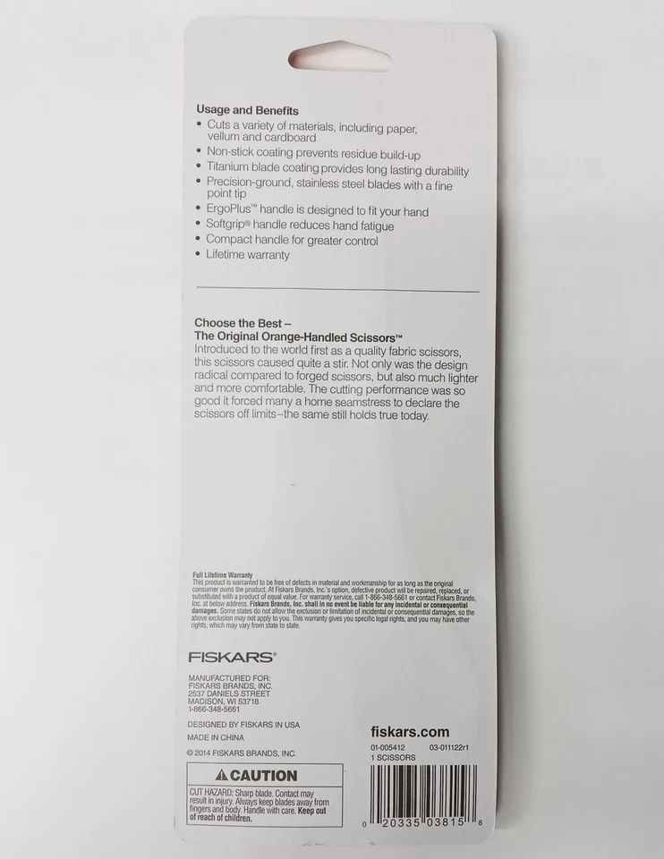 Fiskars 01-005412 Performance Titanium 7" Soft Grip Non Stick Scissors - Image 2 of 2