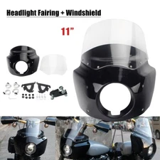 ABS Headlight Fairing Adjustable 11" Windscreen For Harley Dyna Wide FXDWG 06-17