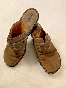 BORN Brown Suede Slip On Wedge Heel Mule Clogs Women's Size 8 | eBay