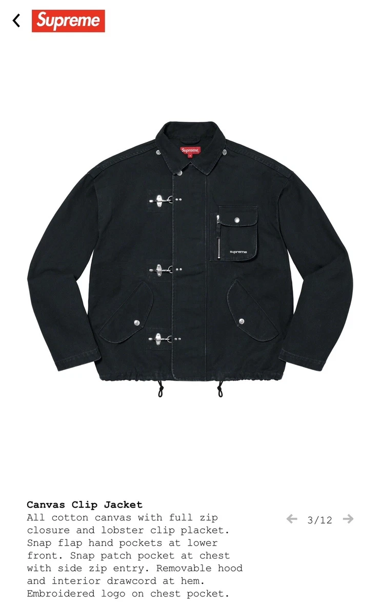 Supreme Canvas Clip Jacket Men’s SIZE SMALL Black Lobster Clip and Sticker