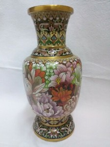 BEAUTIFUL OLD CHINESE Colour Enamels(珐琅彩) VASE ON COPPER 10" Rare!!!