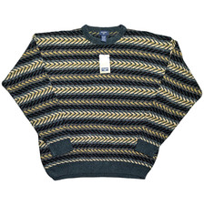 New Dockers Chenille Sweater Mens XXL Herringbone Textured Slate Tweed Retro NWT