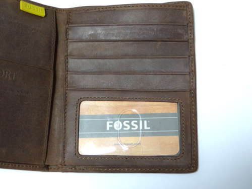 Fossil Leder Reisepass Dokument Karten Etui Geld Geldbörse Unisex Neuwertig! - Bild 7 von 12