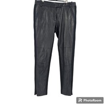 Moschino Cheap and Chic Moto Pants Black Mountain Sheep Faux Leather Size 6