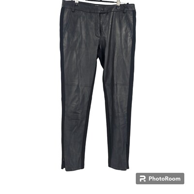 Moschino Cheap and Chic Moto Pants Black Mountain Sheep Faux Leather Size 6