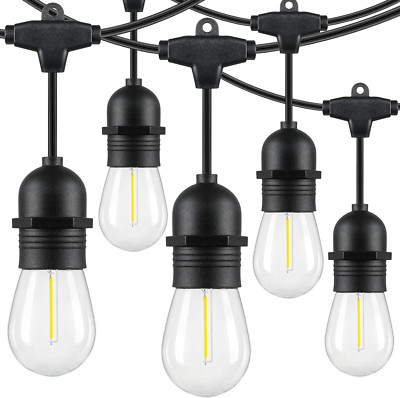 48FT LED Outdoor String Lights for Patio with Waterproof Shatterproof E12 S14 Ed