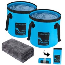 2 Pack Collapsible Bucket 5 Gallon Container Folding Water Bucket 20L-2Pcs Blue