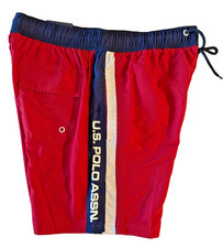 U.S. Polo Assn. Men's RED Swim Trunks Board Shorts USPA Side Panel XL UPF 50