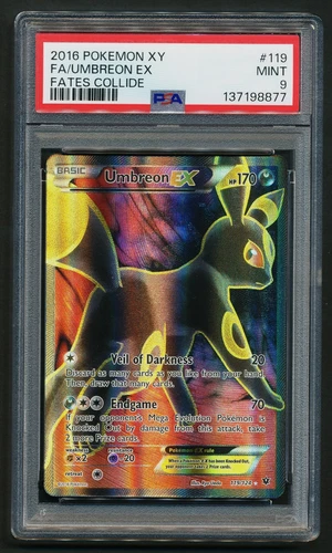Umbreon EX 119/124 Full Art Ultra Rare 2016 Pokémon Fates Collide PSA 9 MINT