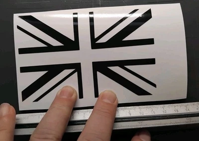 UNION JACK FLAGGE REFLEKTIEREND SCHWARZ AUFKLEBER DECAL HELM MOTORRAD 120MM X 80MM X1