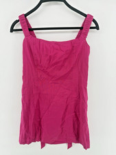 Free People Cut Out Back Mini Dress Linen Blend Fuschia Size Small #E1