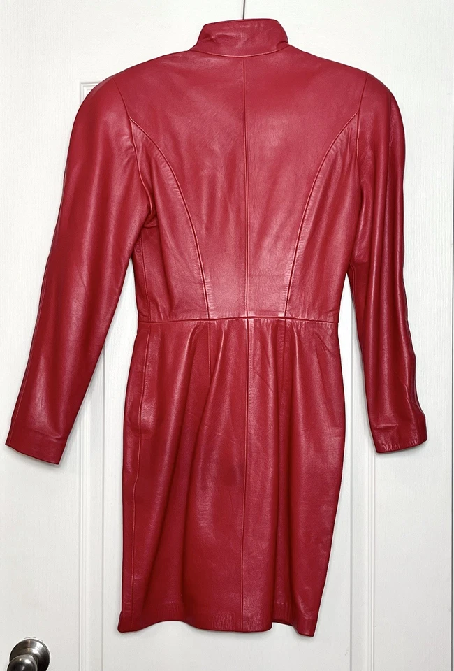 Vintage Rare 80s Michael Hoban for North Beach Leather Red Dress Size S Zip - Image 2 of 4