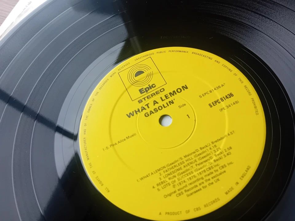 Gasolin' What a Lemon UK 1st press vinyl LP NM/VG+ 1976 Epic - Image 4 of 4