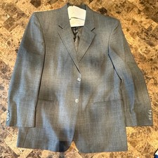 Stafford Mens 44R Gray 100 Wool Windowpane Blazer Sport Coat 551-5051