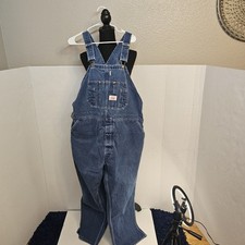 Round House Vintage Overalls Bibs Denim Sz 44x30 Workwear Farmer Carpenter U0421
