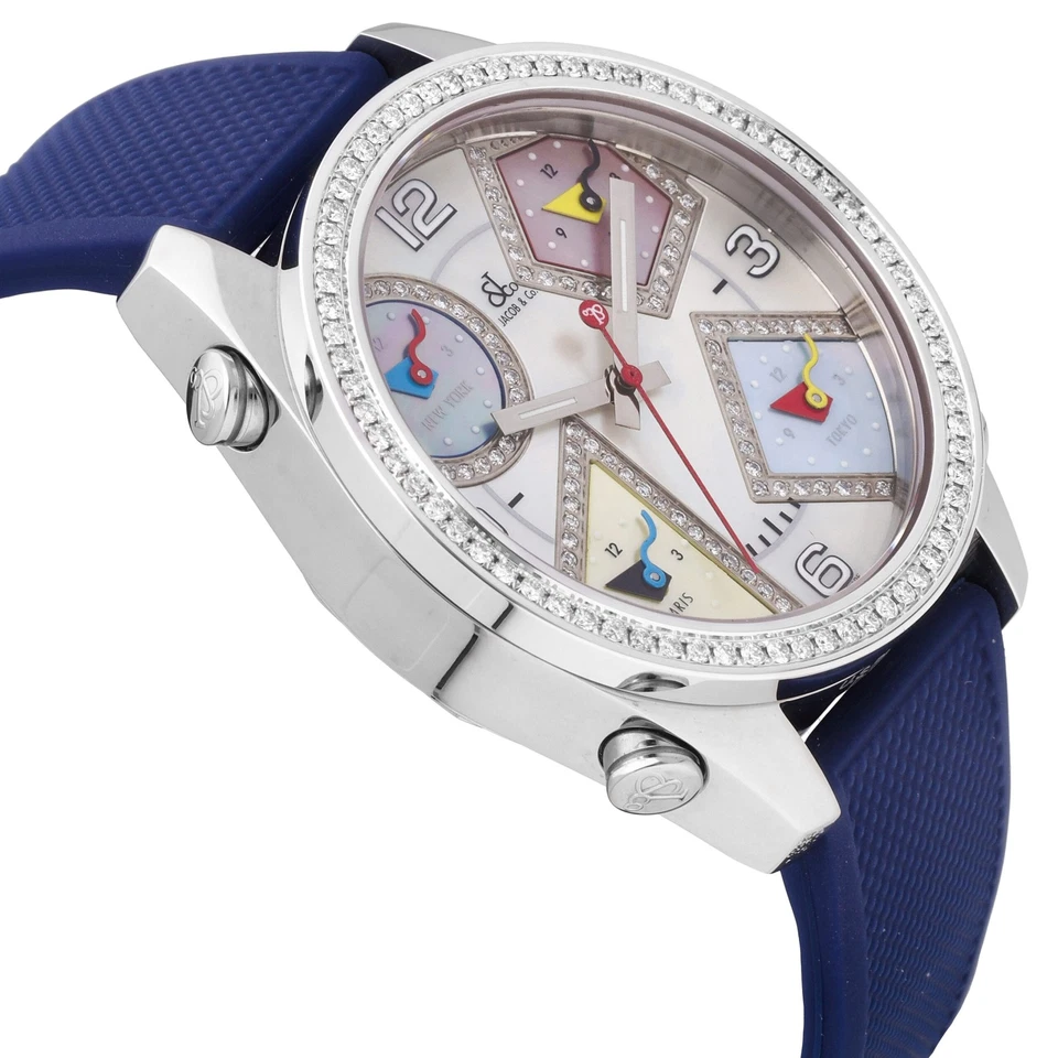 Jacob & Co. Five Time Zone Diamond Bezel Stainless Steel 40mm Quartz Men's Watch - Image 3 of 4