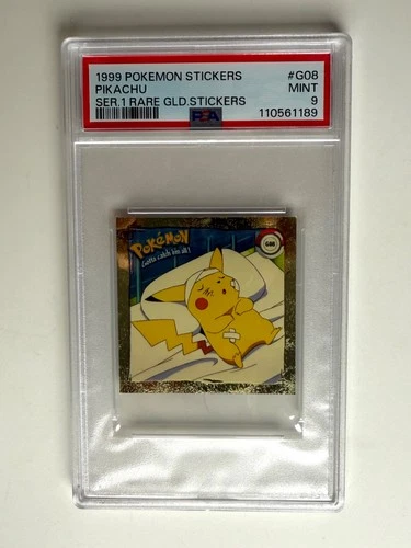 Pokemon Artbox 1999 Sticker Series 1 G08 Pikachu Rare Gold Sticker PSA 9 VINTAGE