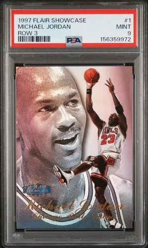 1997 FLAIR SHOWCASE ROW 3 #1 MICHAEL JORDAN PSA 9