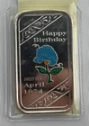 Silver Art Bar 1974 APRIL Happy Birthday Sweet Pea 1 oz .999 Silver by Ceeco