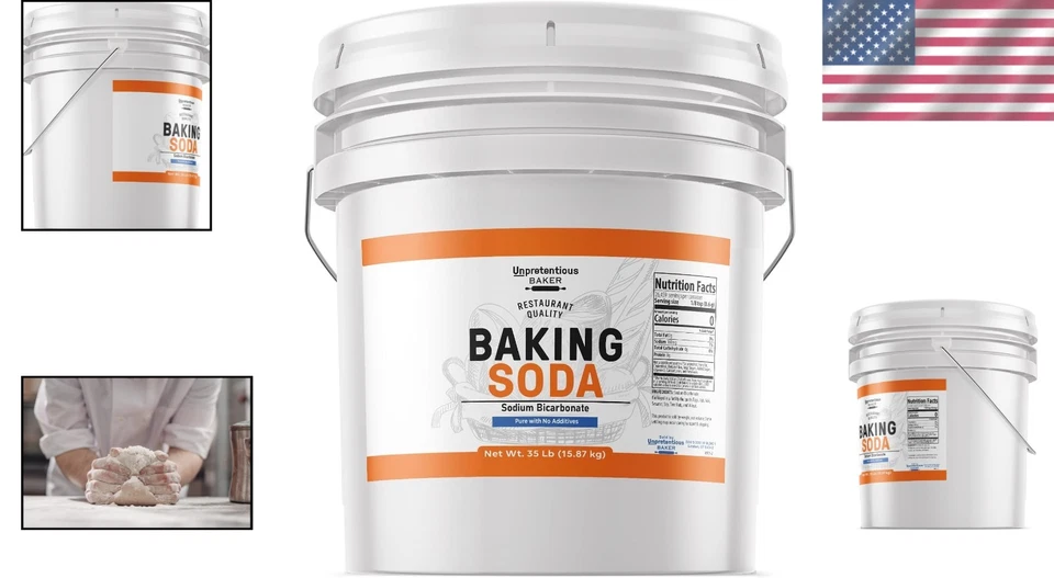 35 lb Food Grade Baking Soda - Cooking, Baking & Cleaning Essential Bulk Size - Imagem 2 de 4