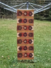 Vintage Guatemalan Hand Woven  Cotton Table Runner Brown Fall Color 78"X15" Fall