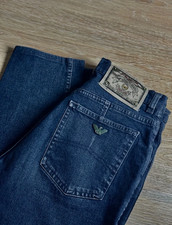 Vintage Armani Jeans Straight Fit blau | 90s Denim mit Metall‑Logo Größe S