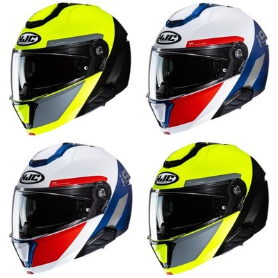 HJC I91 Bina Klapphelm Motorradhelm Tourenmotorrad weiß blau rot