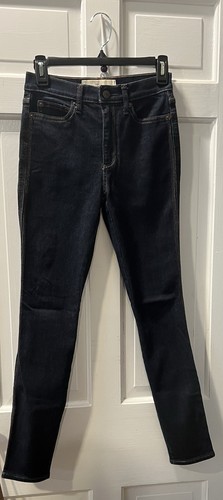 Gap 1969 True Skinny High Rise Jeans Size 24R Dark Wash w/ Multi Color Threads - Picture 4 of 9