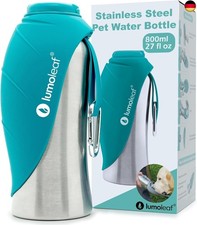 LumoLeaf Hundetrinkflasche für unterwegs, 800ml Edelstahl Trinkflasche Hund, 