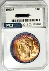 1922-S Rare Date  Peace Dollar Gem BU ++  Awesome Lustrous Rainbow Color Toned