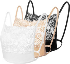 3Pcs Lady Lace Wearable Mock Camisole Bra Insert Overlay Modesty Panel Vest.