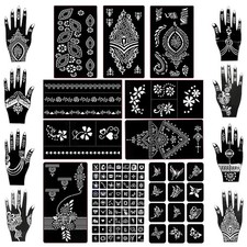 575pcs Temporary Tattoo Stencils, 20 Sheets Henna Tattoo Stencil Kit for Women M