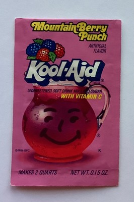 Vintage 80s Kool Aid Pack Packet Mountain Berry Punch Unopened NOS