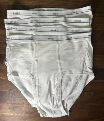 Vtg Hanes Men s White No Ride Up Briefs Underwear Size L New  Lot Of 4